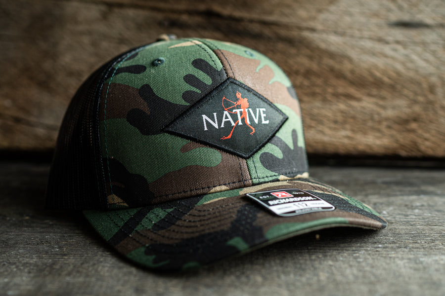 Richardson 112 woodland camo and black mesh